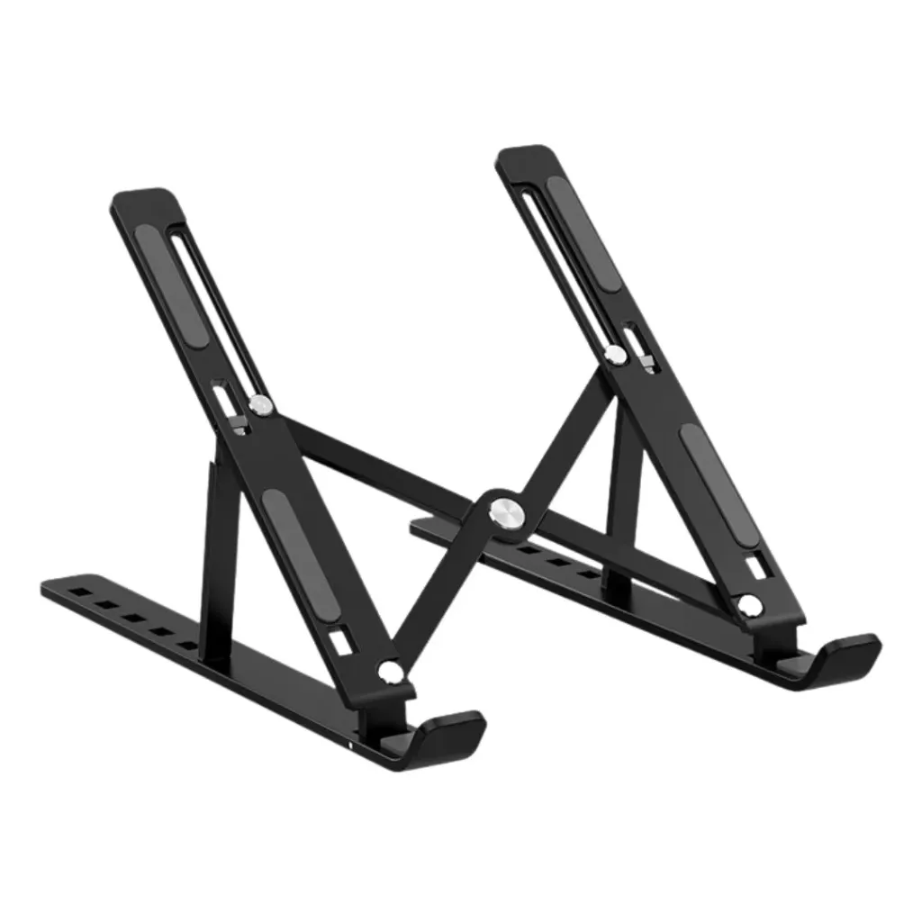 Base de Aluminio Plegable para Portátil y Tablet (Negro) – Soporte Metálico Ergonómico Ajustable