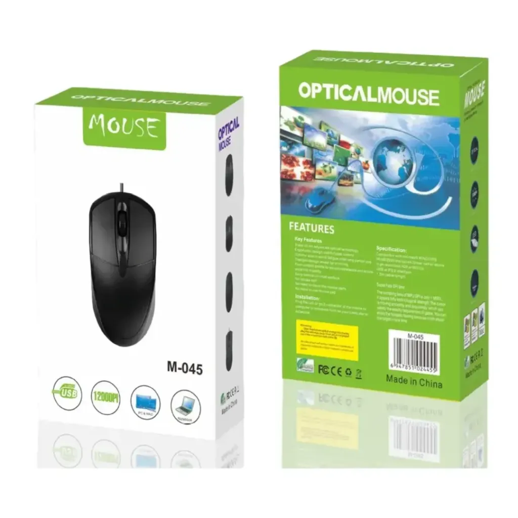 [LP4010007] Mouse Optico Cable Usb PC (Negro)