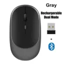 Mouse Inhalámbrico Recargable 2 en 1 Wireless + Bluetooth (Gris)