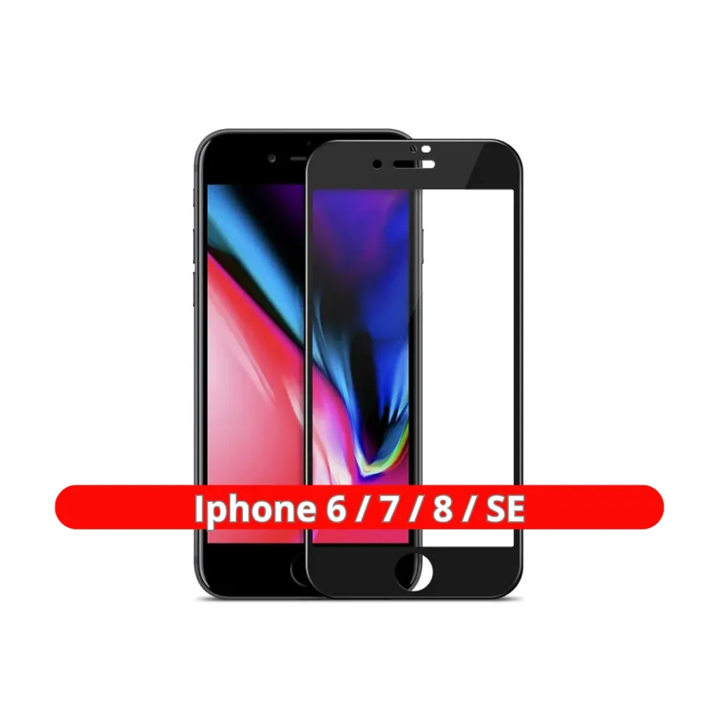 [LP12011001] Vidrio Blindado Premium Borde Negro Iphone 6 / Iphone 7 / Iphone 8 / Iphone SE