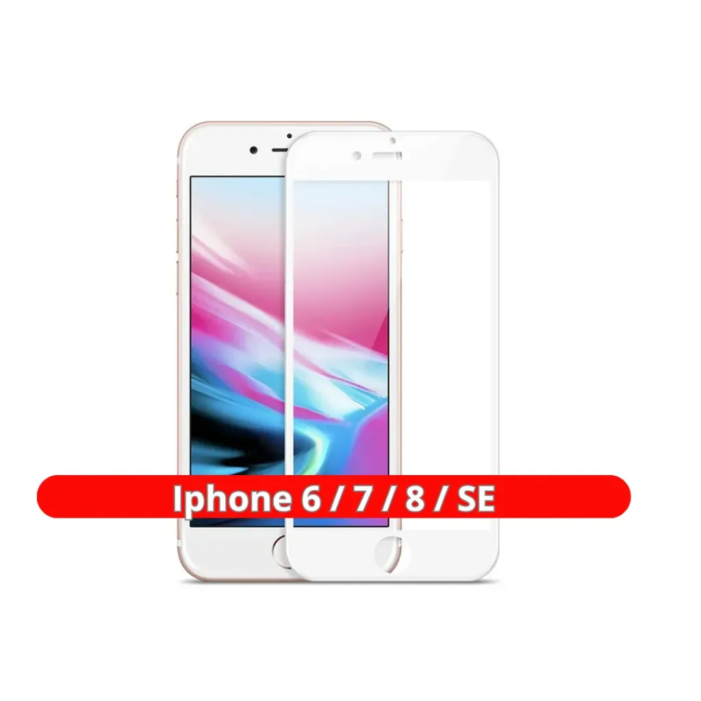 Vidrio Blindado Premium Borde Blanco Iphone 6 / Iphone 7 / Iphone 8 / Iphone SE