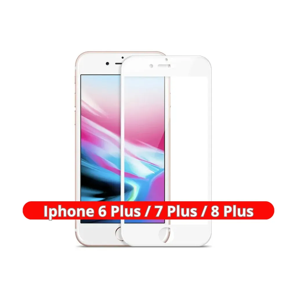 [LP12011004] Vidrio Blindado Premium Borde Blanco iPhone 6 plus / iPhone 7 plus / iPhone 8 plus