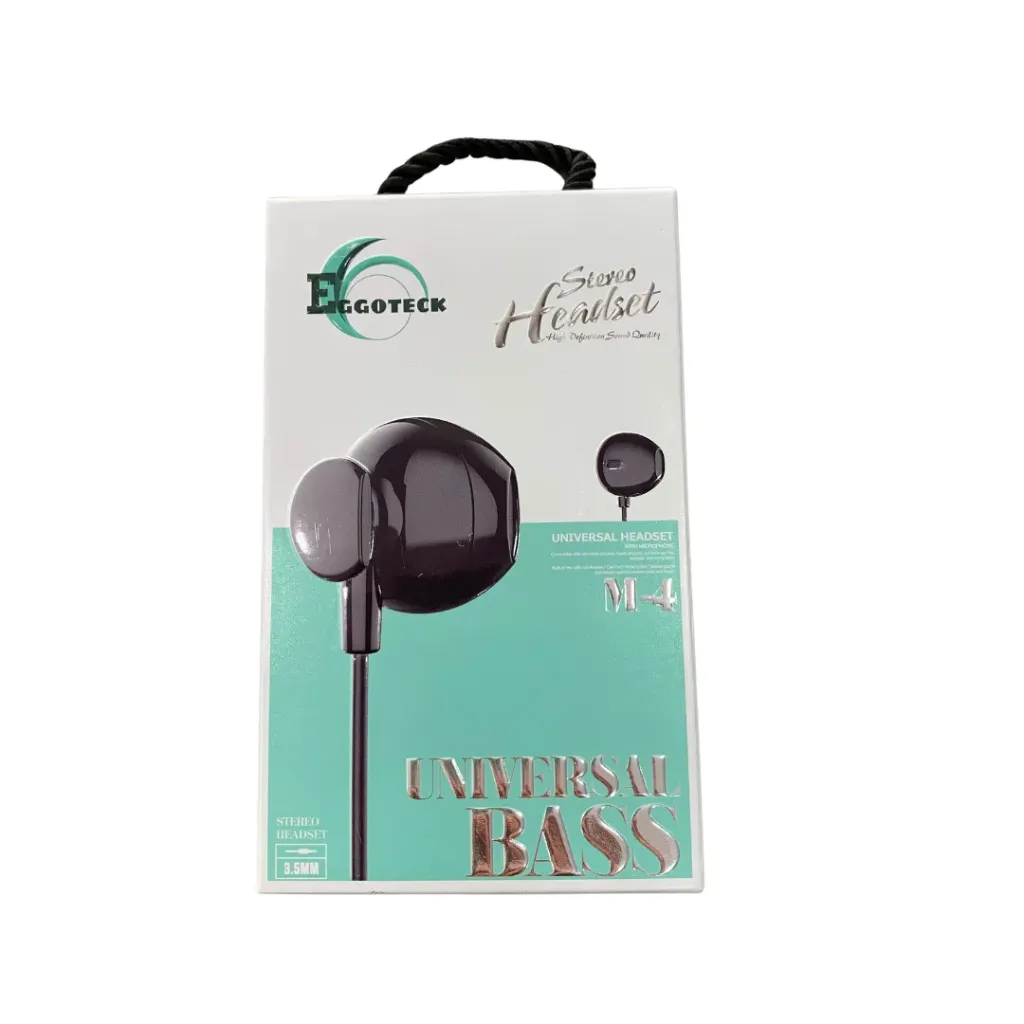 Audífonos manos libres plug 3.5mm Eggoteck M-4 (Negro)