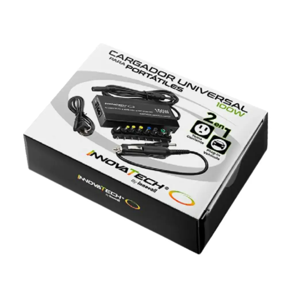 Cargador universal para portátil, incluye adaptador para carro NH-PC (100W)