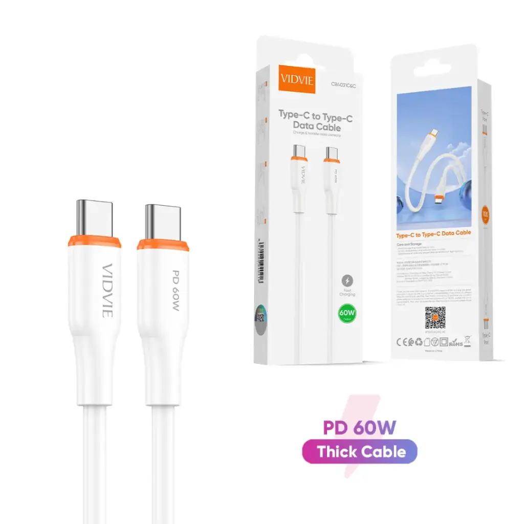 Cable VIDVIE tipo C a tipo C 60W CB4031C&C