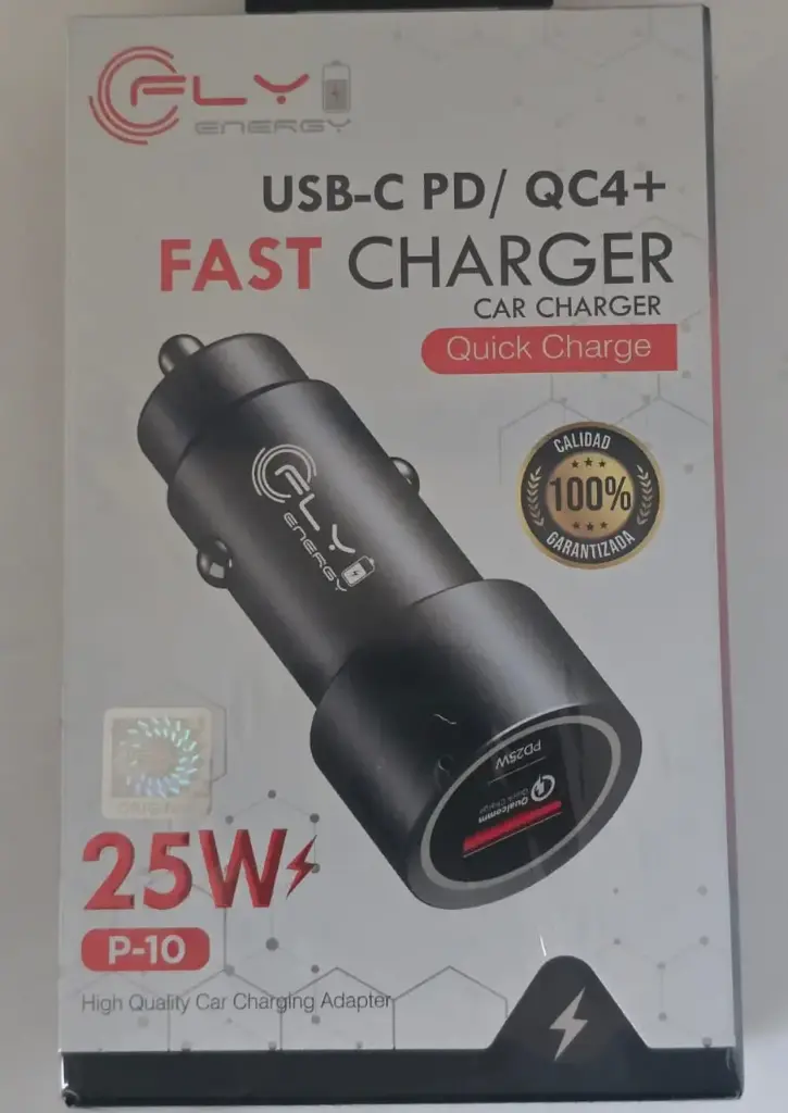 Cargador para carro doble Puerto, USB + Tipo C, FLY P10