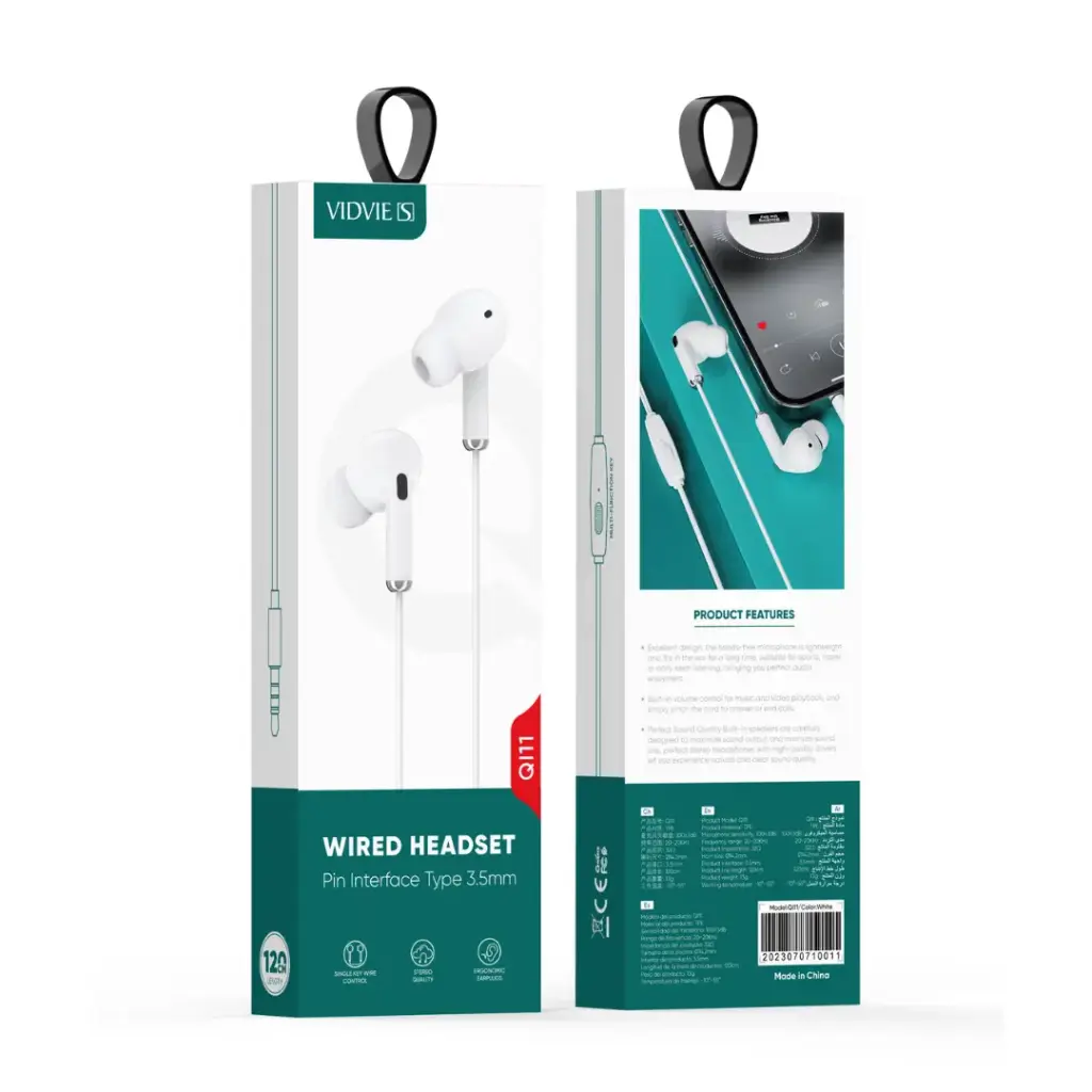 Audífonos manos libres estéreo Plug 3.5mm, VIDVIE QI11