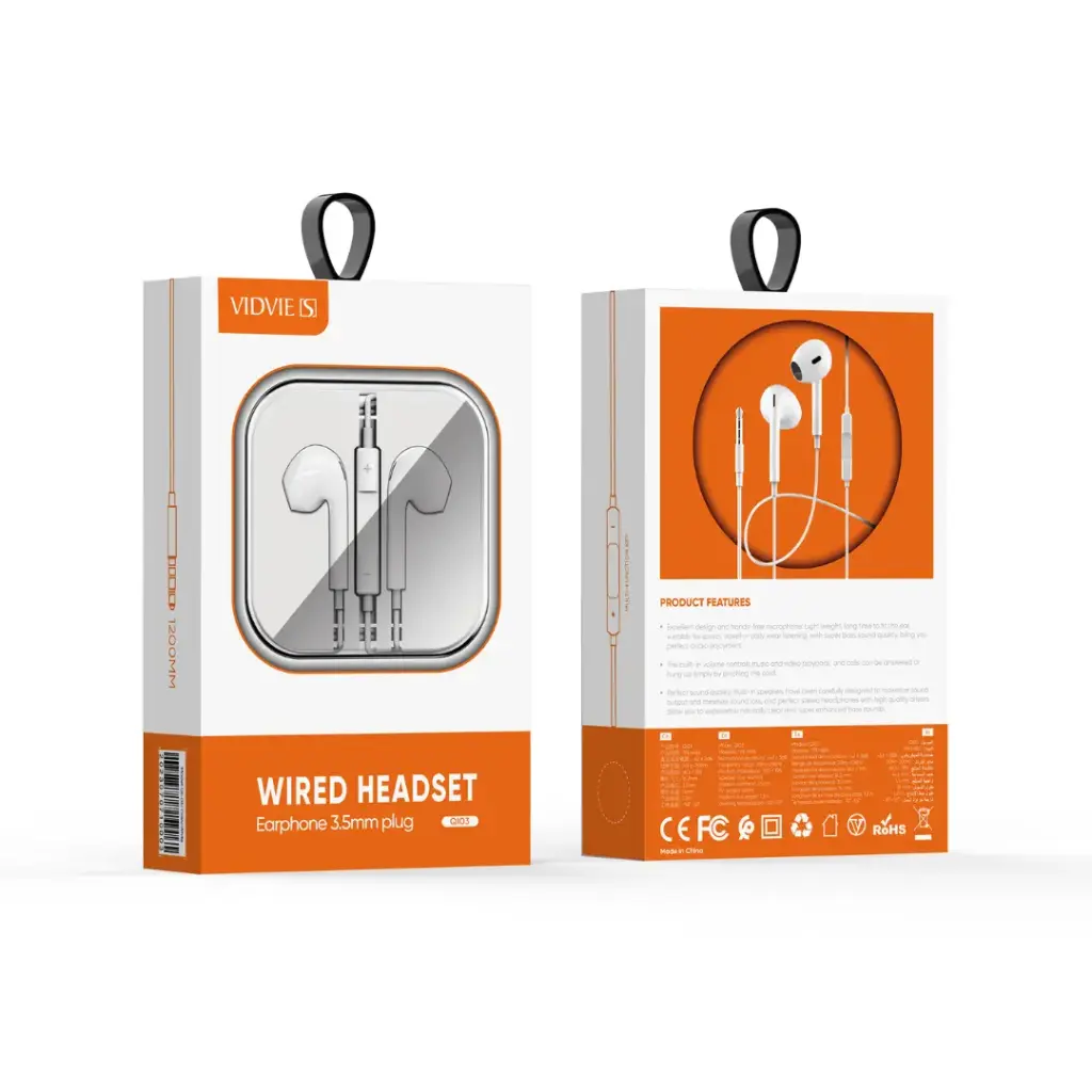 Audífonos manos libres estéreo Plug 3.5mm, VIDVIE QI03