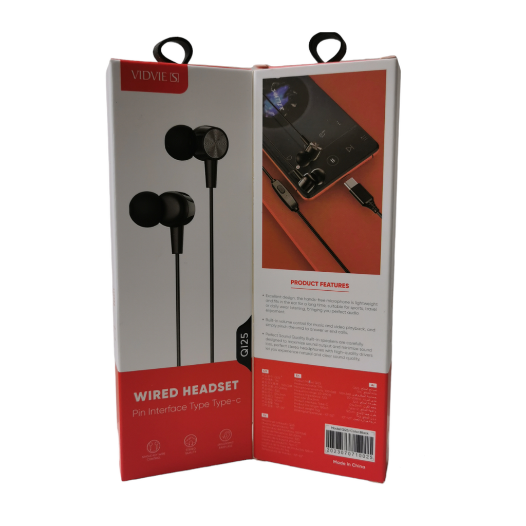 Audífonos manos libres, conector Tipo C, Vidvie QI25