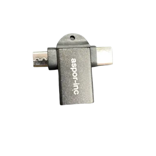 Adaptador Multipuerto OTG (USB Hembra, C Macho, V8 Macho) (Azul)