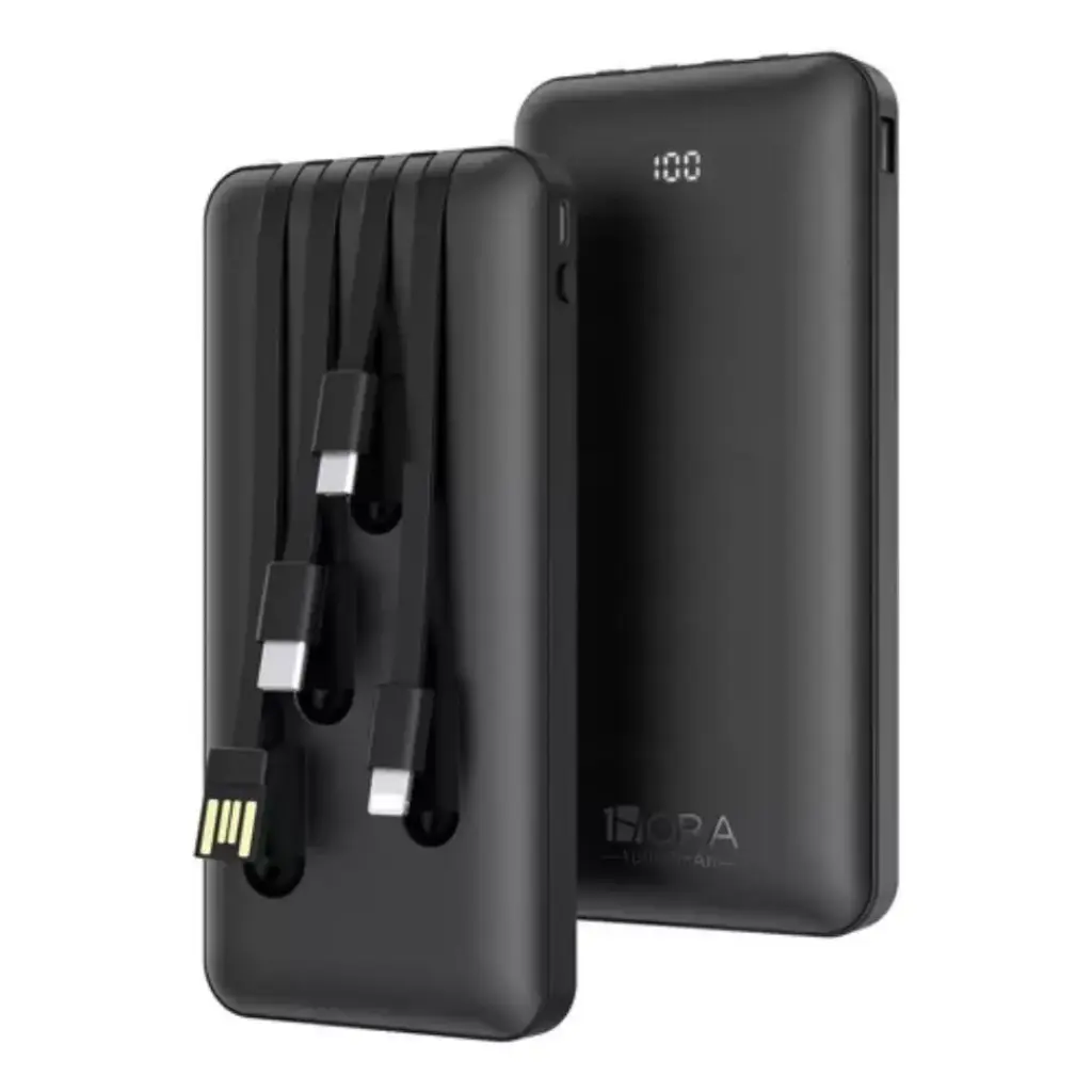 Power Bank 10000 mAh Carga Rápida Bateria Portátil Con 4 Cables incorporados Pantalla LED 1Hora GAR148