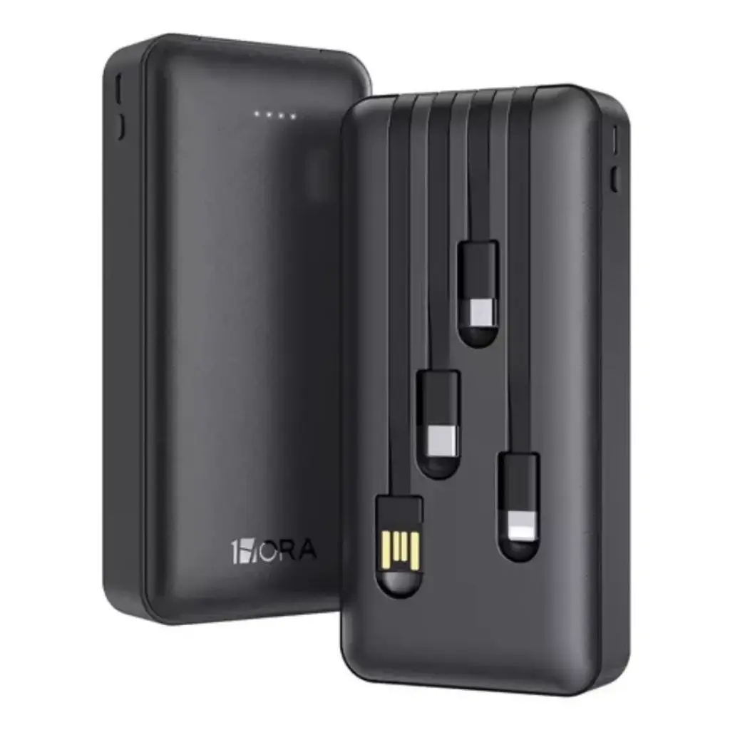 Power Bank 20000 mAh Carga Rápida Bateria Portátil Con 4 Cables incorporados Pantalla LED 1Hora GAR1159