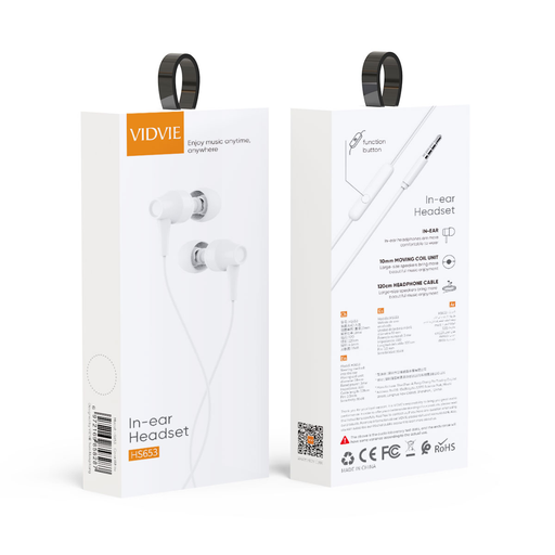 Audífonos manos libres estéreo Plug 3.5mm, VIDVIE HS653